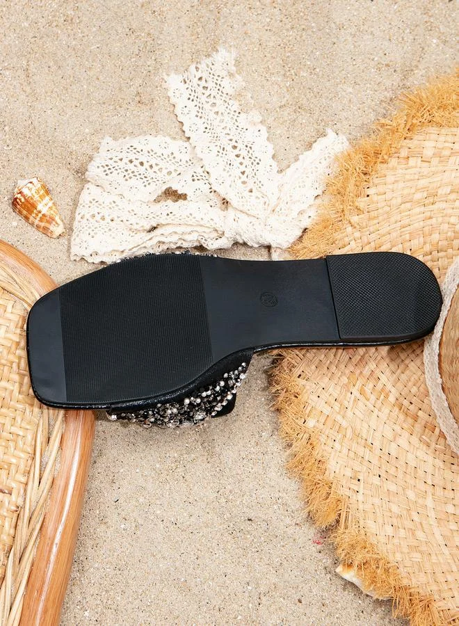 تايك تو صندل فلات مزين بأحجار الراين